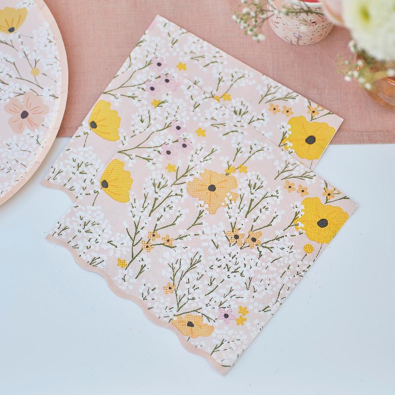 Ditsy Floral Napkin Serviettes with scalloped Edge | Ginger Ray