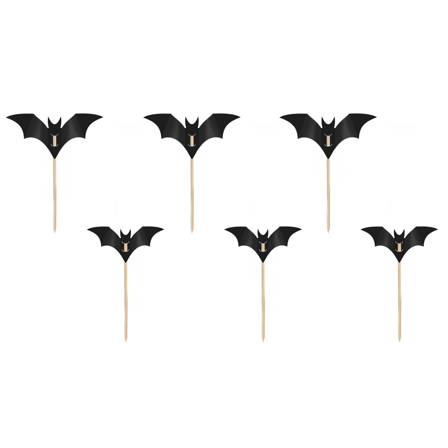 Black Bat Halloween Cake Toppers – Pack of 6