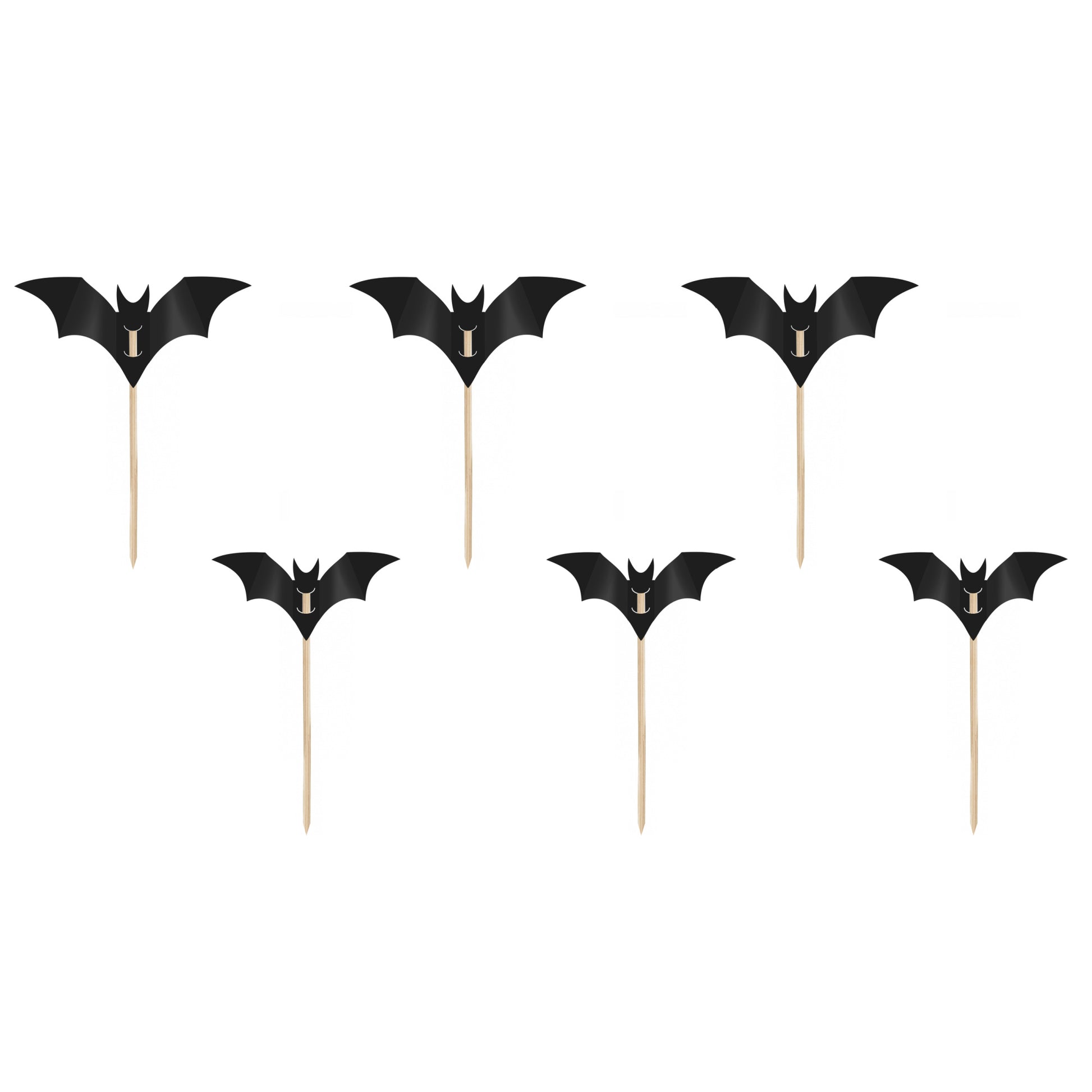 Black Bat Halloween Cake Toppers – Pack of 6