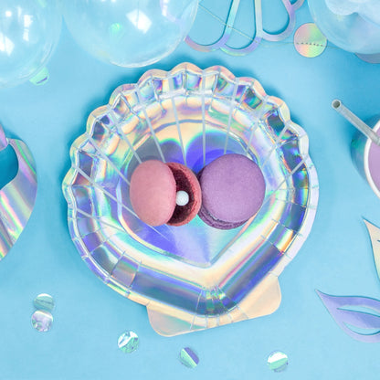 Mermaid Party Plates | Iridescent Shell Paper Plates