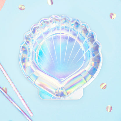 Mermaid Party Plates | Iridescent Shell Paper Plates