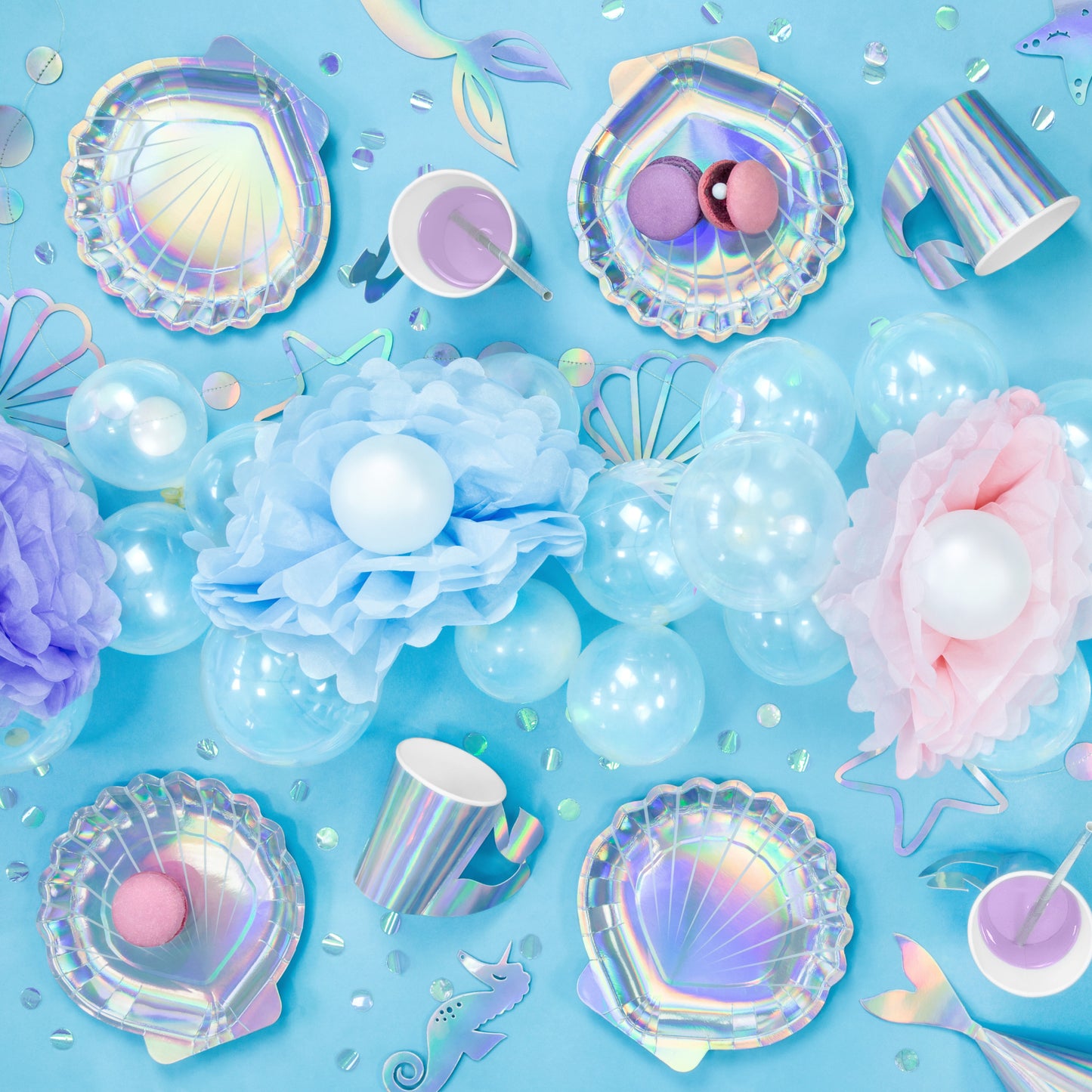 Mermaid Party Plates | Iridescent Shell Paper Plates