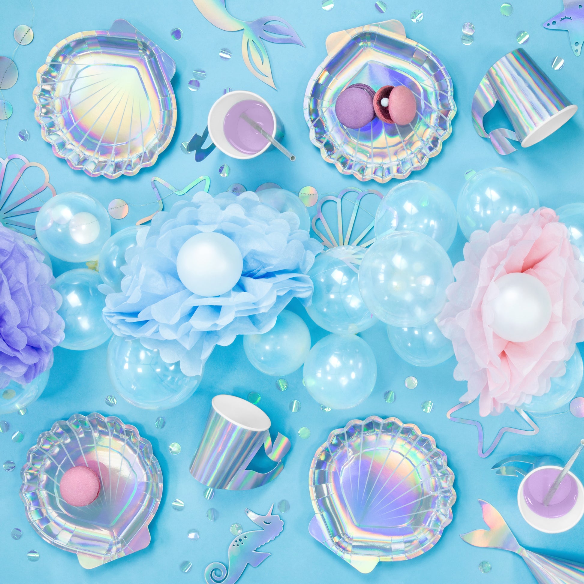 Mermaid Party Plates | Iridescent Shell Paper Plates