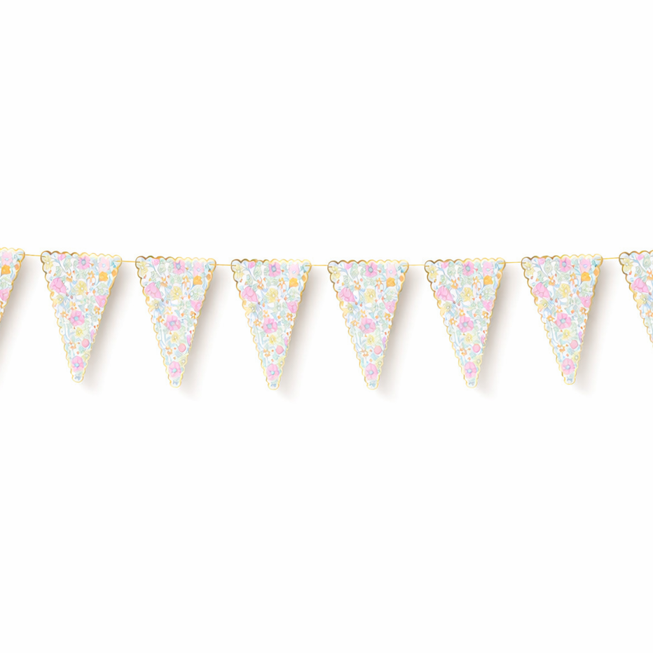 Madeleine scalloped floral and gold bunting garland with 12 pennant flags