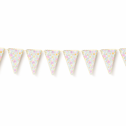 Madeleine scalloped floral and gold bunting garland with 12 pennant flags