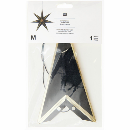 Black & Gold Star Paper Lantern 45cm