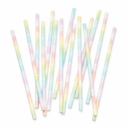 Pastel Rainbow Paper Straws (16 Pack)