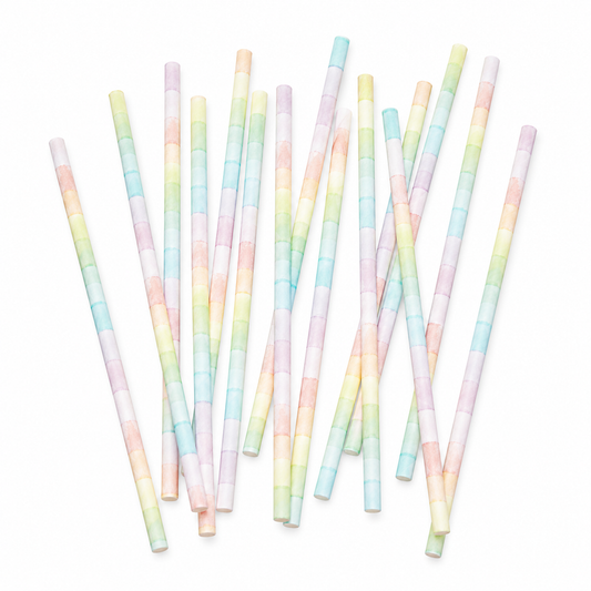 Pastel Rainbow Paper Straws (16 Pack)