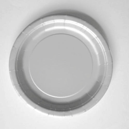 Pale SIlver Paper Party Plates UK