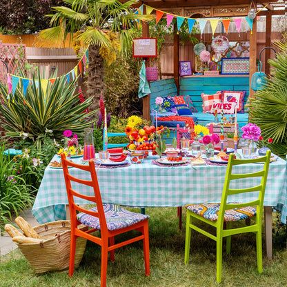 Mint Gingham Fabric Tablecloth