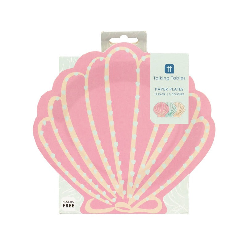 These pretty Make Waves Shell Shaped Paper Plates for Mermaid Parties