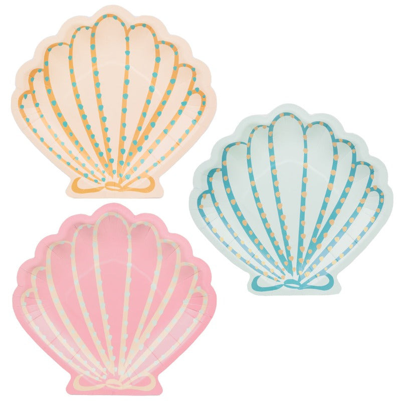 These pretty Make Waves Shell Shaped Paper Plates for Mermaid Parties