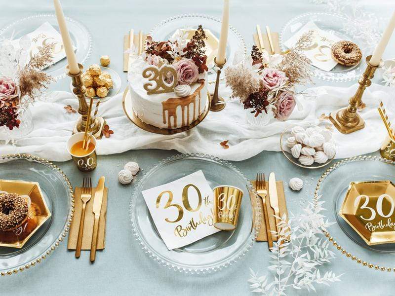 30th Birthday Party Cups Gold | Milestone Party Supplies UK Party Deco