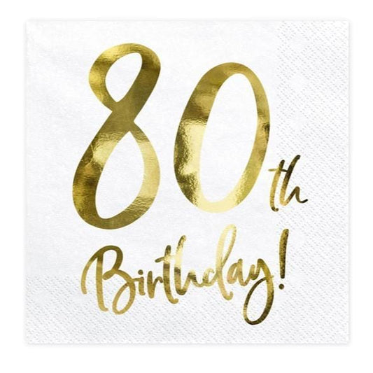80th Birthday Party Napkins | Eightieth Birthday Party Supplies Party Deco