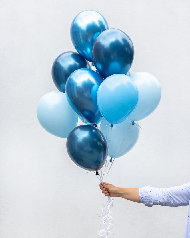 Latex Balloon Bunch - Blue Denim Mixed Colour Balloons - Pretty Little Party Shop