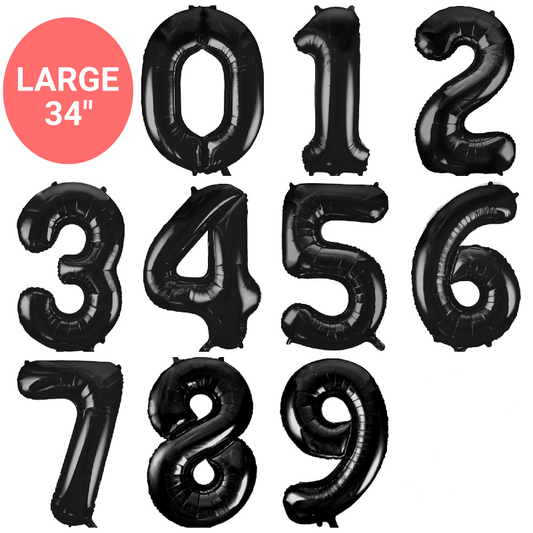 Large Foil Number Balloons | Black Number Helium Balloons online Unique
