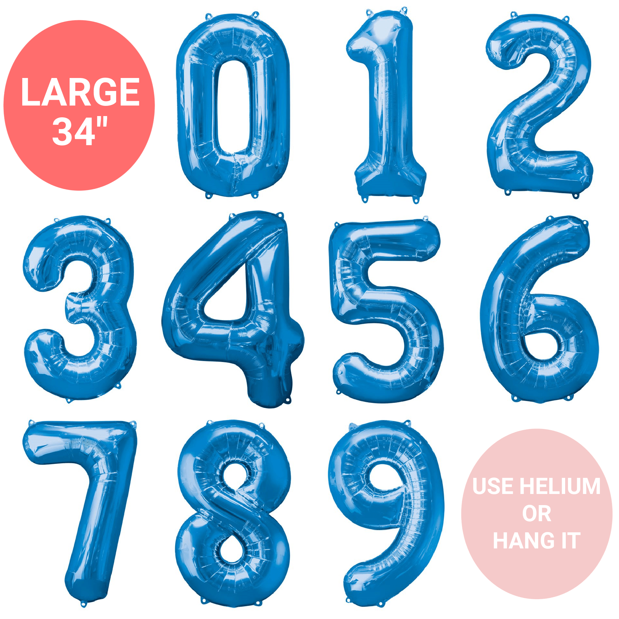Large Balloon Numbers | Blue Foil Number Balloon 34