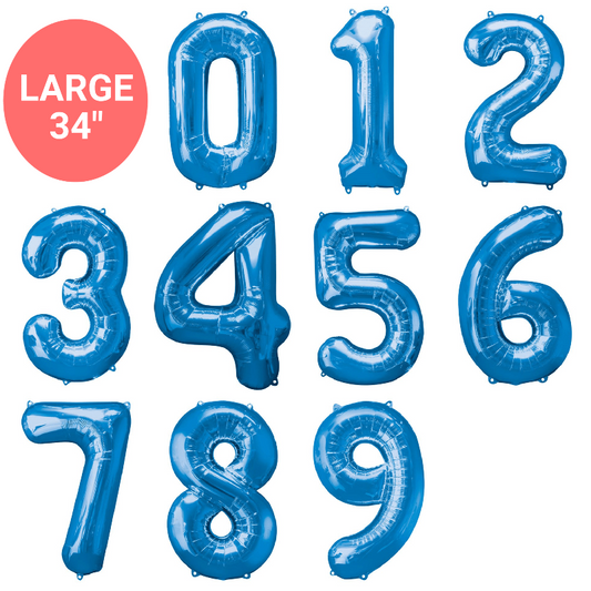 Large Balloon Numbers | Blue Foil Number Balloon 34" Unique