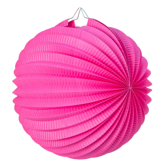 Bubblegum Pink Pleated Paper Lantern - 30cm