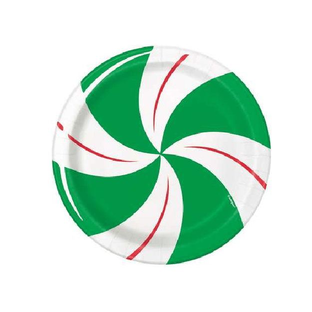 Christmas Peppermint Swirl Paper Plates | Christmas Party Plates Unique