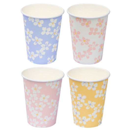 Daisy Floral Print Paper Party Cups for Easter parties
