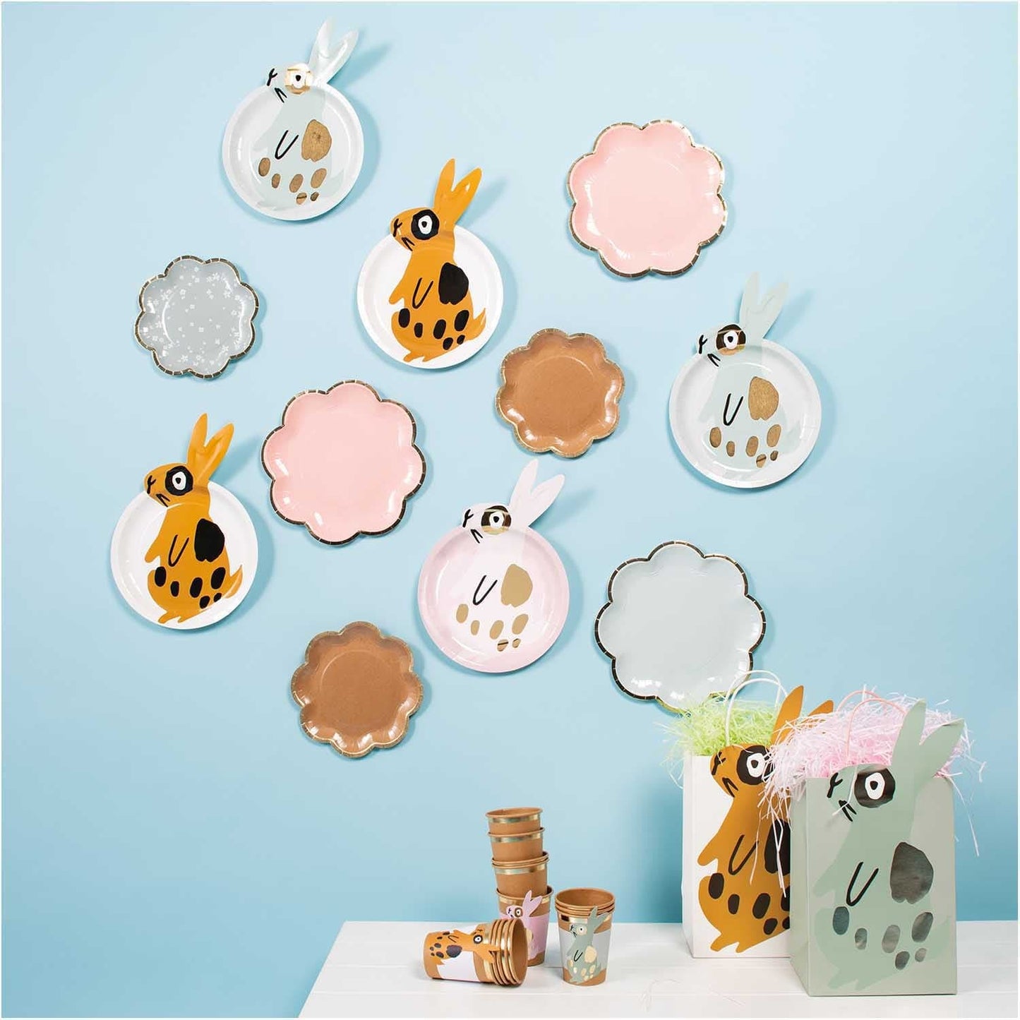 White Bunny Rabbit Plates | Easter Party Supplies UK Rico Design