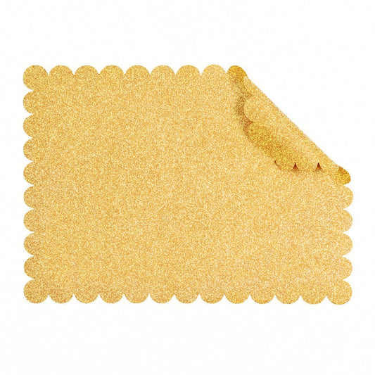 Gold Glittered Paper Placemats with a scalloped Edge