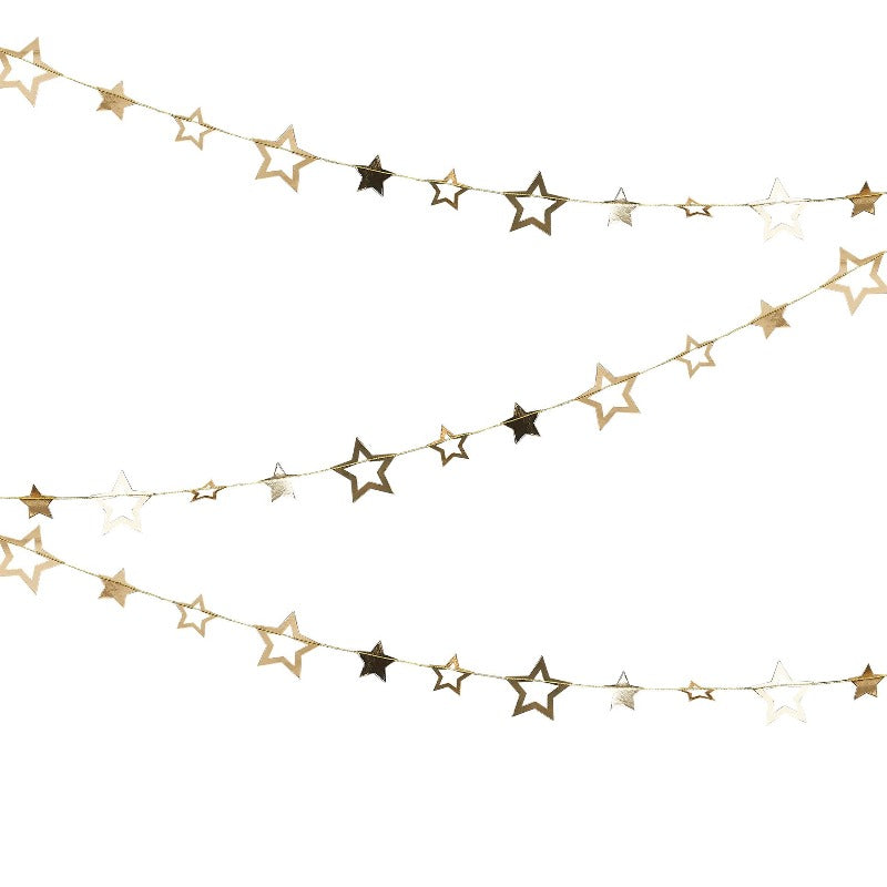 Gold Star Party Garland | Ginger Ray UK Christmas Decorations