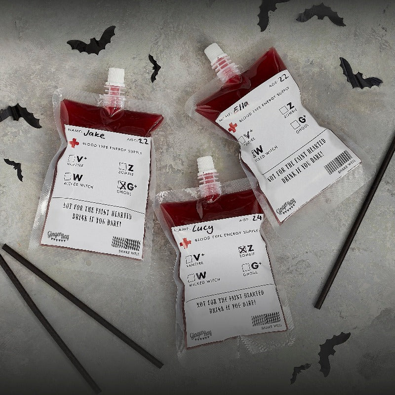 Halloween Blood Bag Drinks Pouches Ginger Ray UK