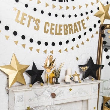 Hanging Star Decorations | 6 Gold Hanging Stars Scandinavian Style