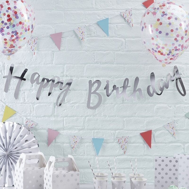 Silver Birthday Banner | Pretty Little Party Shop UK Ginger Ray