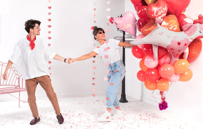 Valentines Day Party Scene with lots of Valentines Balloons