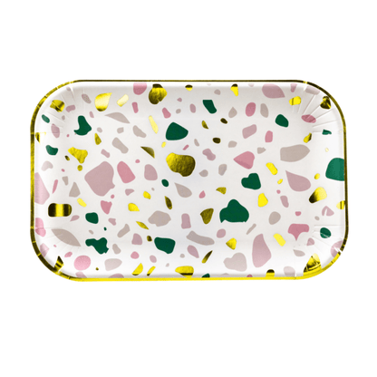 Terrazzo Rectangular Plates | Modern Paper Plates | Weddings & Hen Dos Party Deco