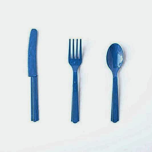 Navy Blue Plastic Cutlery | Disposable Party Utensils Unique