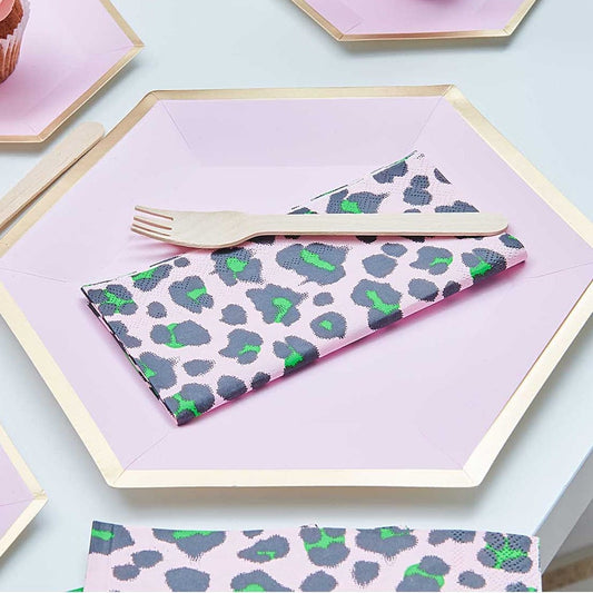 Neon Leopard Print Napkins | Cool and Modern Party Supplies UK Rico Design