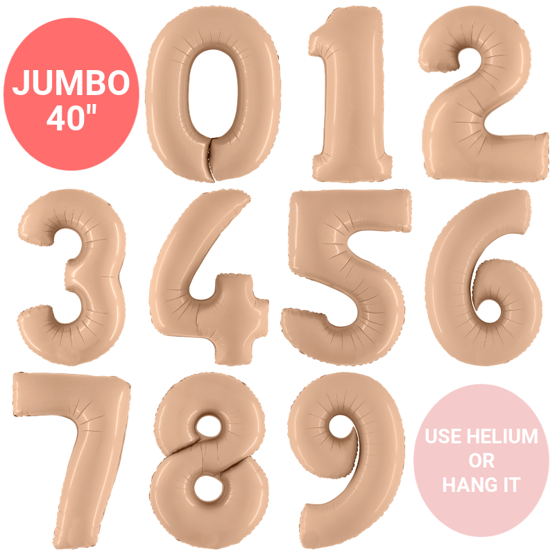 Nude Balloon Numbers | blush Helium Number Balloons Grabo