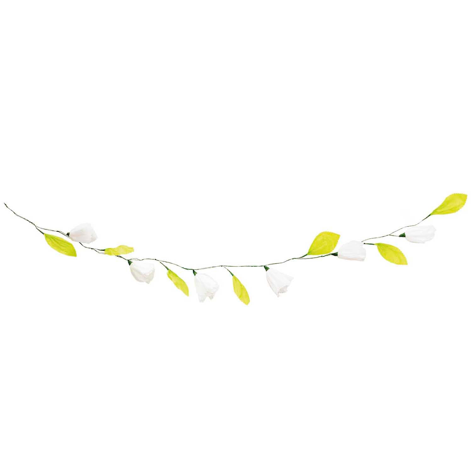 White paper flower clearance garland