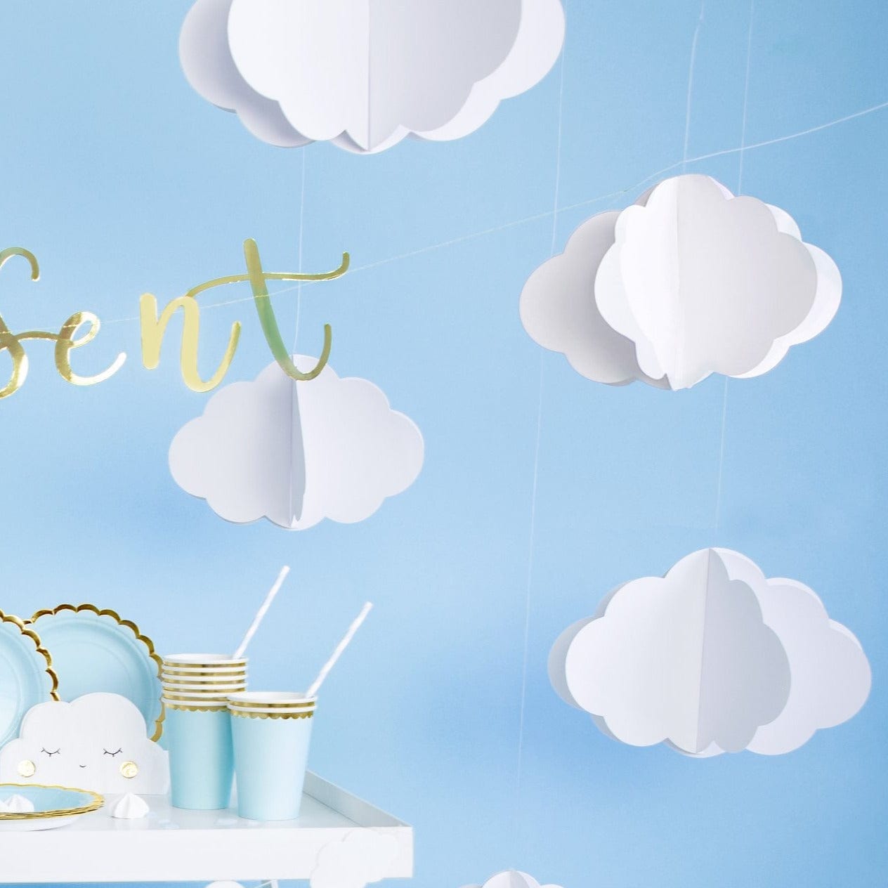 Paper Cloud Decorations | Cloud Party Supplies | Baby Shower Party Deco