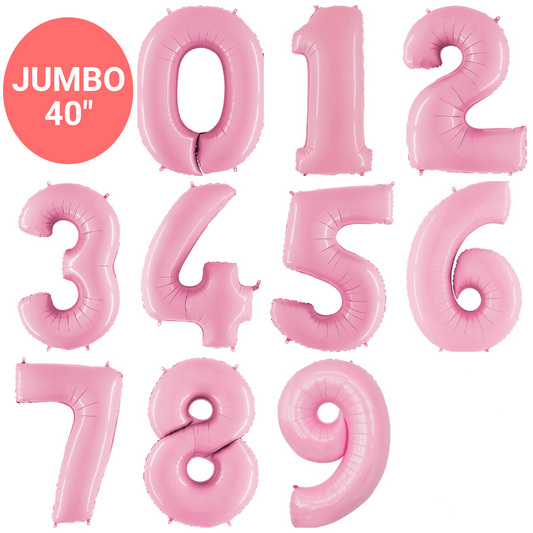 Inflated Giant Balloon Numbers - Pastel Pink 40" - PICK UP ONLY