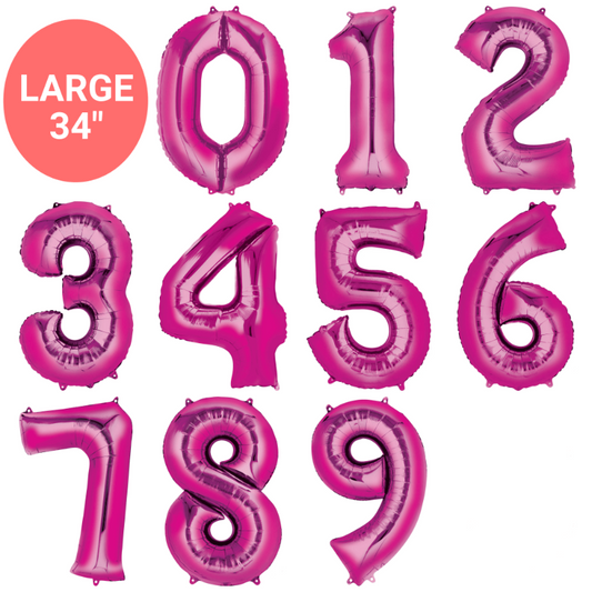 Large Foil Number Balloons | Pink Number Helium Balloons online Unique