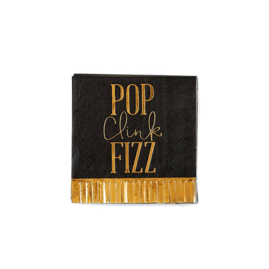 Pop Clink Fizz Fringed Cocktail Napkins | New Years Eve Party My Minds Eye