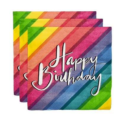 Retro Rainbow Paper Napkins | Colourful Party Serviettes | Disco Party Unique
