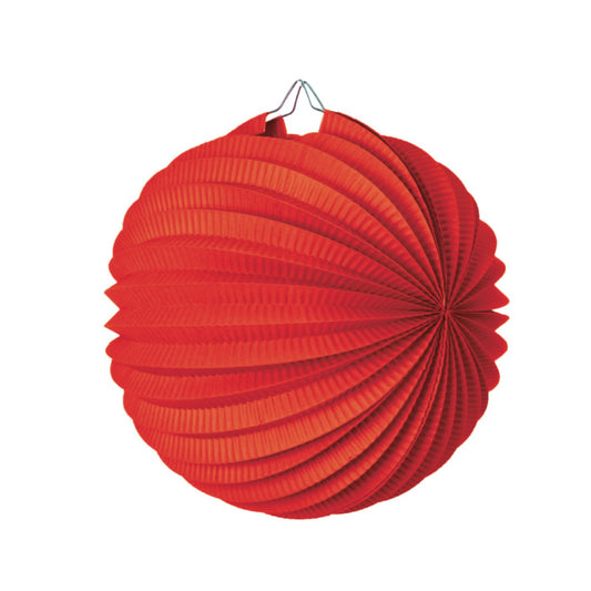 Pleated Paper Watermelon Lantern Red
