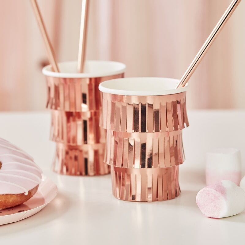 Rose Gold Fringed Party Cups | Adult Parties & Weddings  Ginger Ray