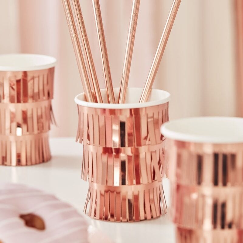 Rose Gold Fringed Party Cups | Adult Parties & Weddings  Ginger Ray