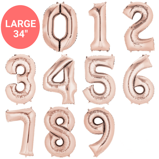 Large Foil Number Balloons | Rose Gold Number Helium Balloons online Amscan