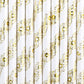 Paper Straws with daisy print | Gold Foil Straws UK Party Deco