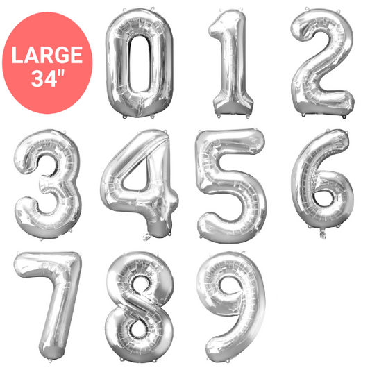 Large Foil Number Balloons | Silver Number Helium Balloons online Anagram