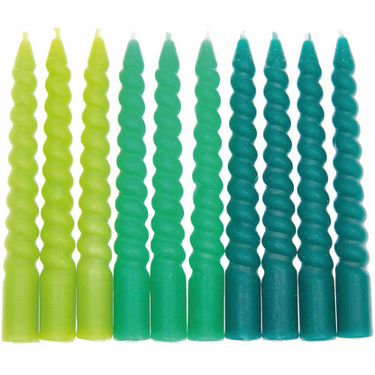 Spiral Candles Mix | Smokey Green Spiral Candles UK Pretty Little Party Shop