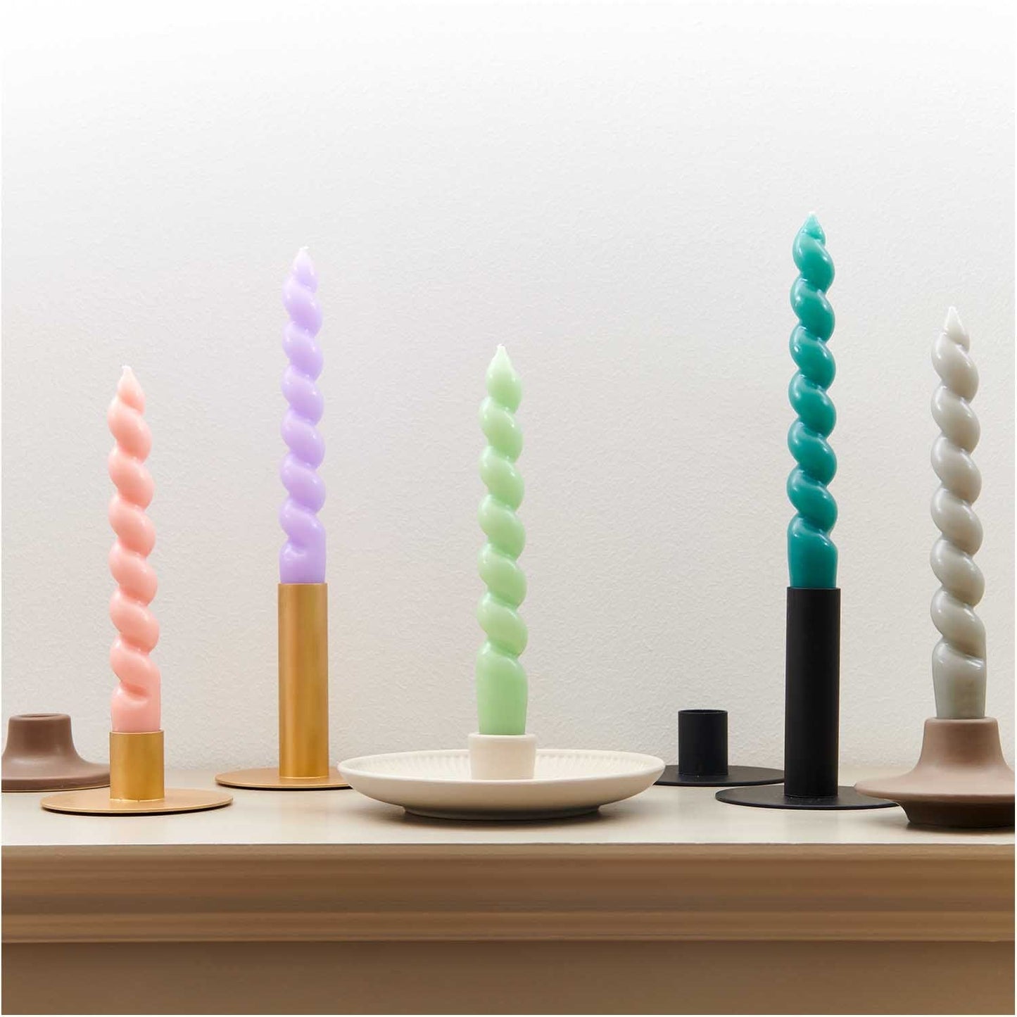 Spiral Candles | Pebble Grey Spiral Candles UK | Pretty Little Party Rico Design